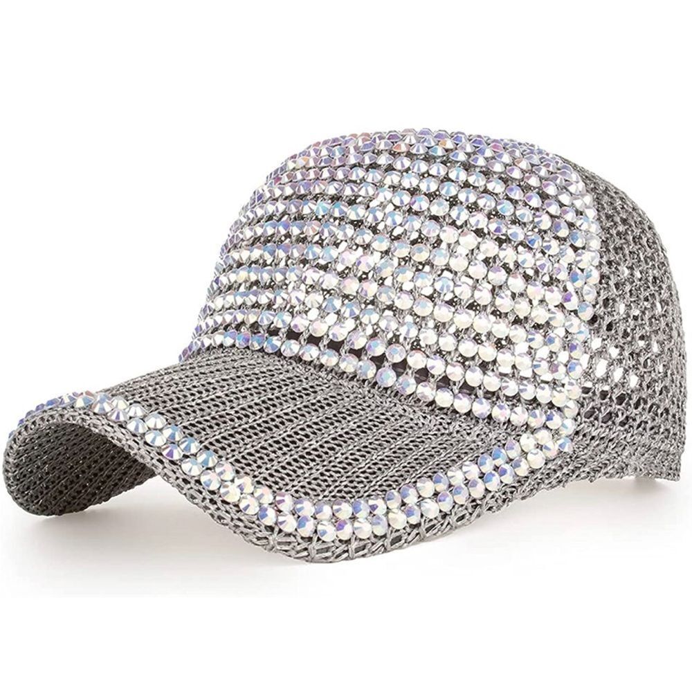 Bling Baseball Cap with Diamond Design Adjustable Sports Cap Breathable Sun Hat